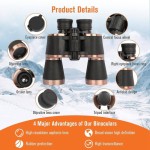 20x50 Adult Night Vision Binoculars, Waterproof, High Magnification, Suitable for Sightseeing, Sports Events, and Wildlife Observation